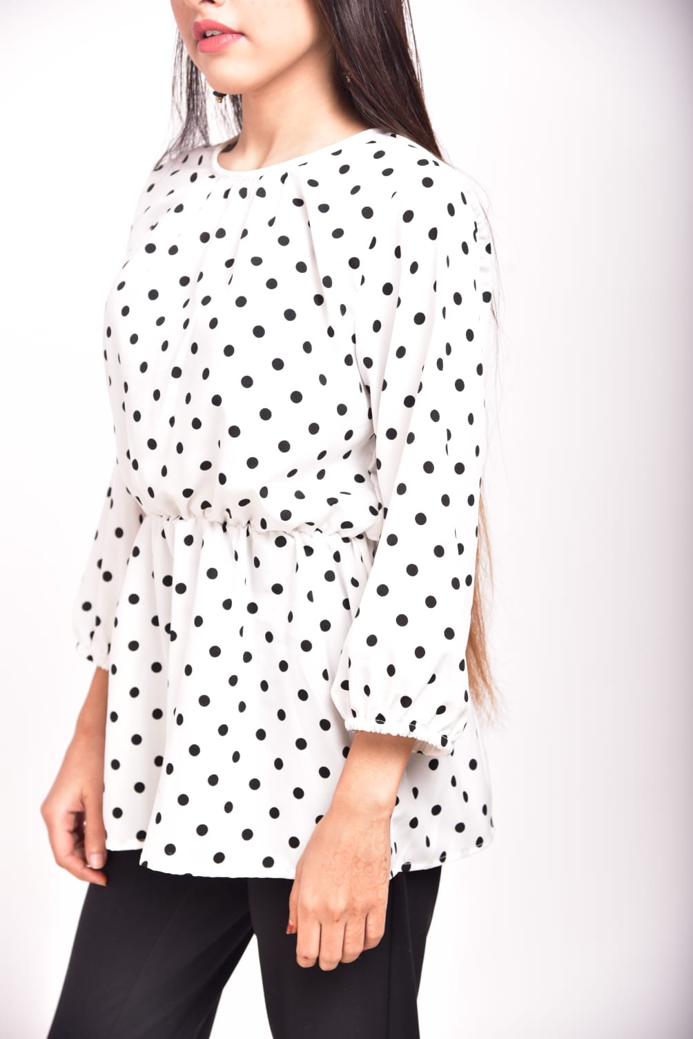 White dotted top